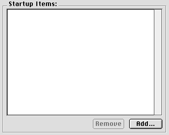 Startup Items Area