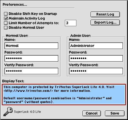 Preferences Dialog