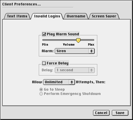 Invalid Logins Pane