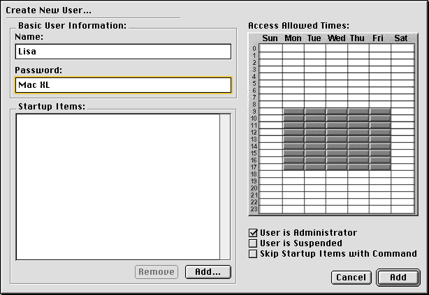 New User Dialog